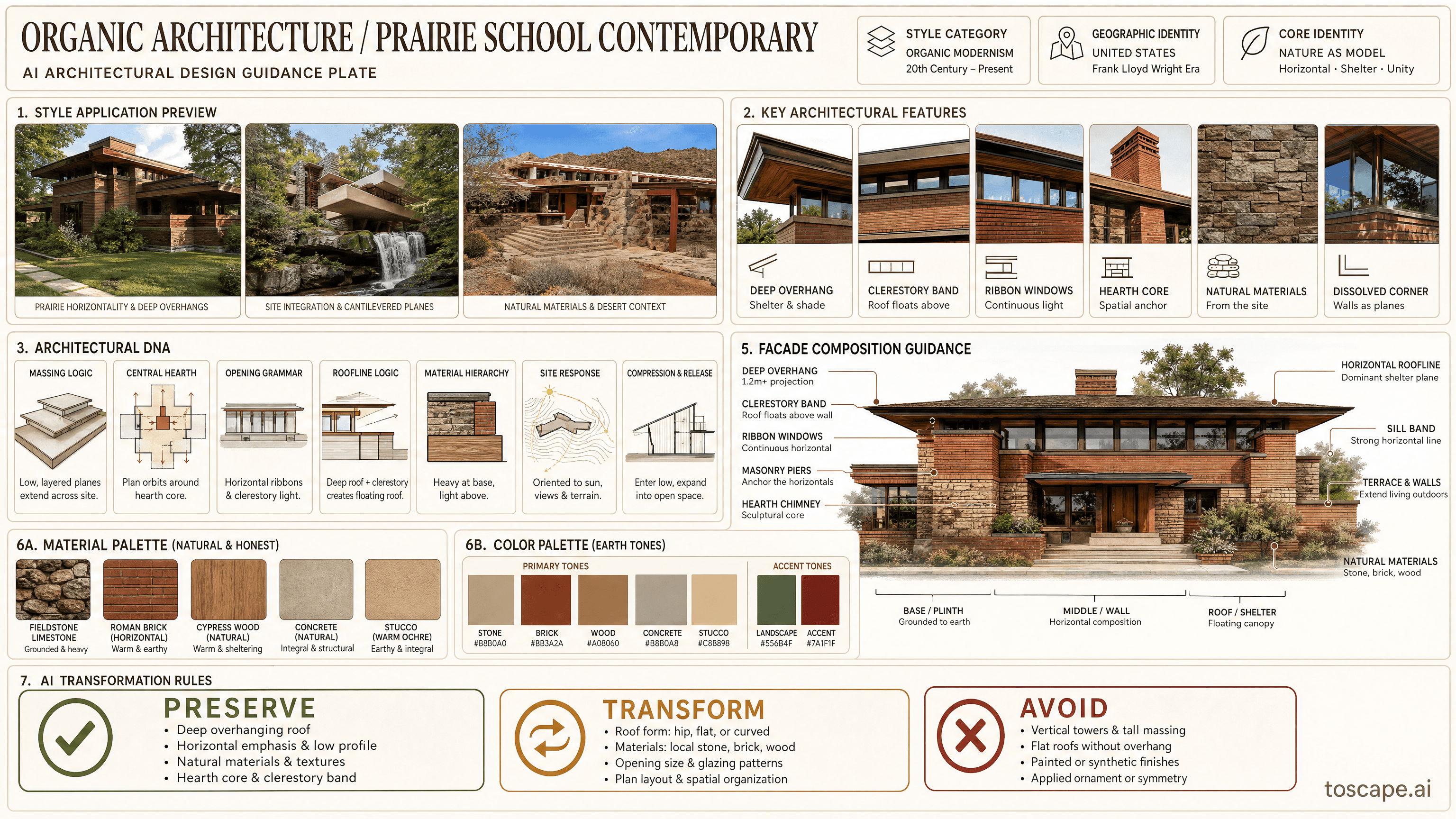ORGANIC ARCHITECTURE / PRAIRIE SCHOOL CONTEMPORARY hero plate - United States (Frank Lloyd Wright, 1890s onward)