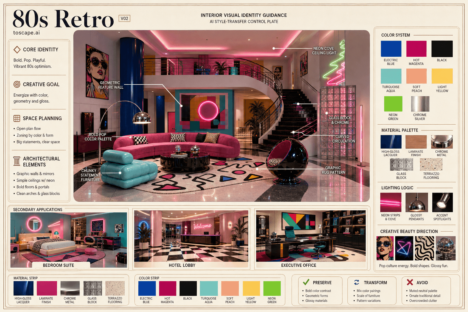 80s Retro interior style hero plate