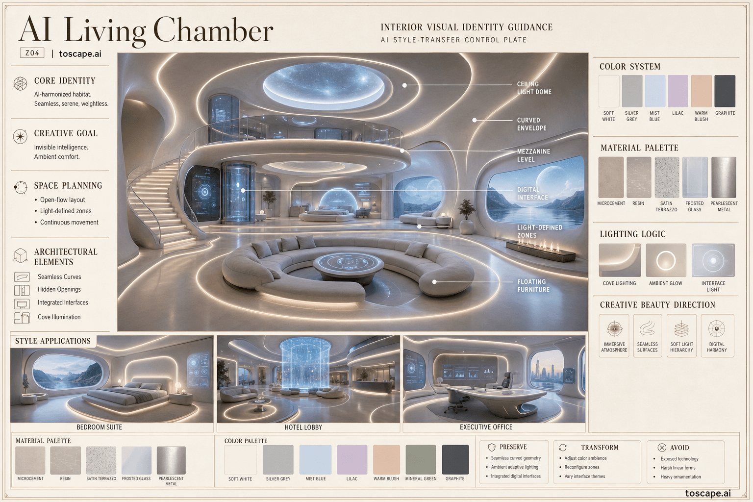 AI Living Chamber interior style hero plate