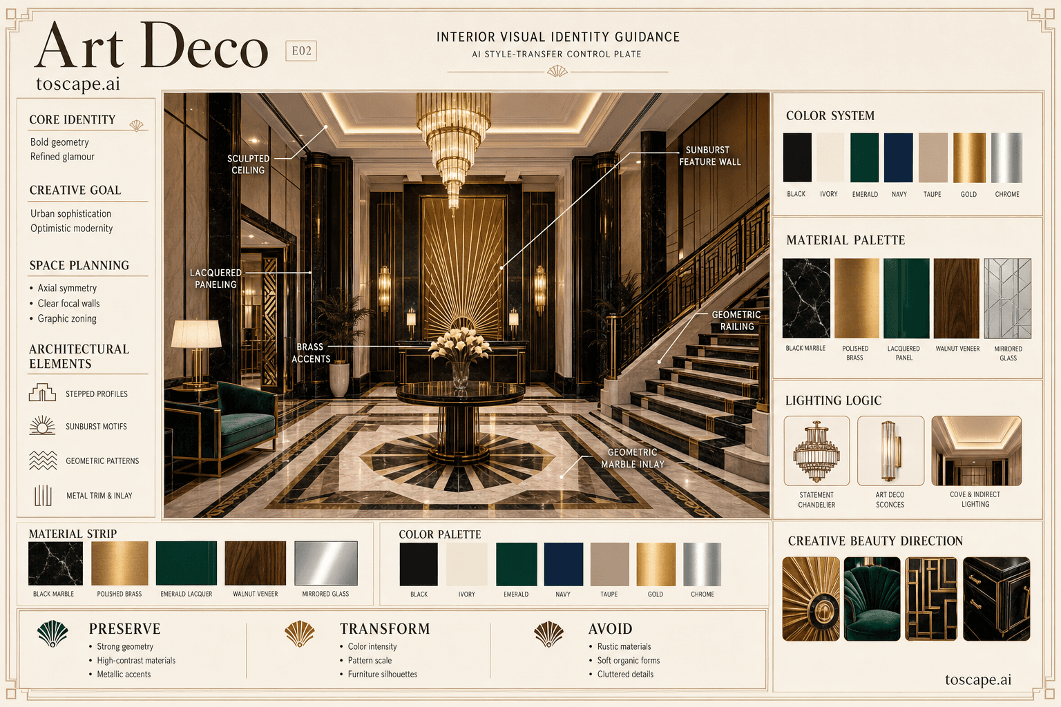 Art Deco interior style hero plate