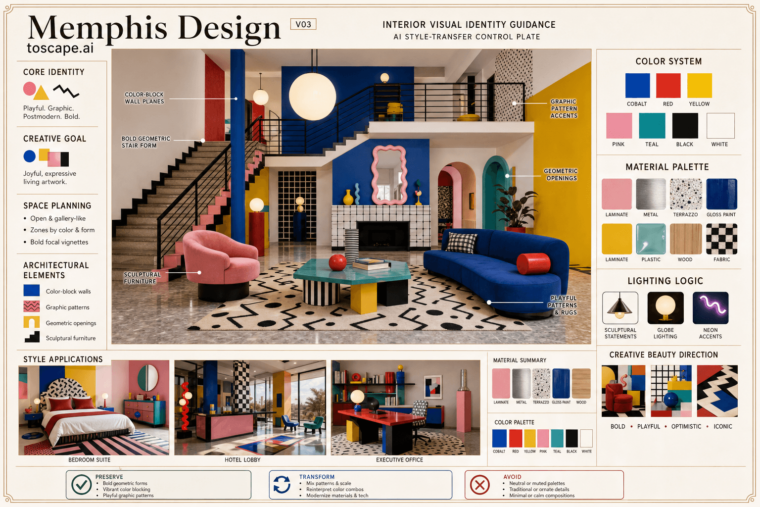 Memphis Design interior style hero plate