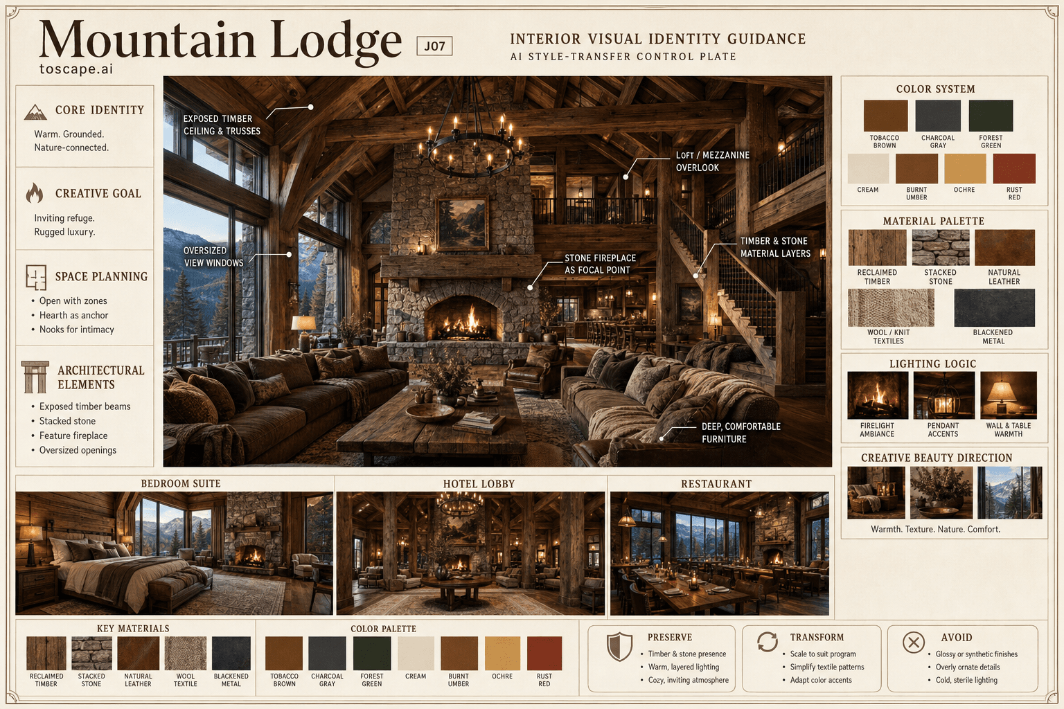 Mountain Lodge interior style hero plate