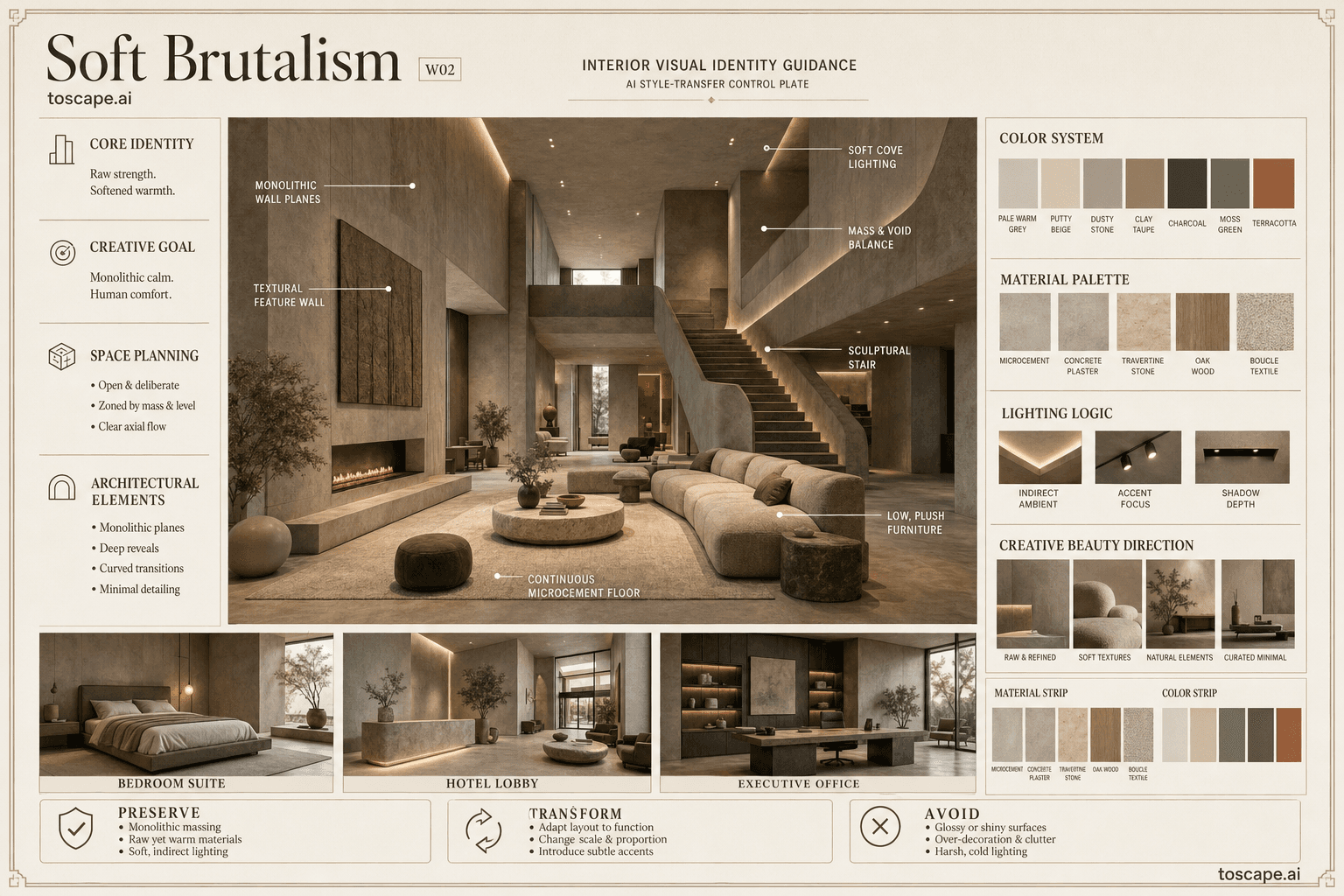 Soft Brutalism interior style hero plate