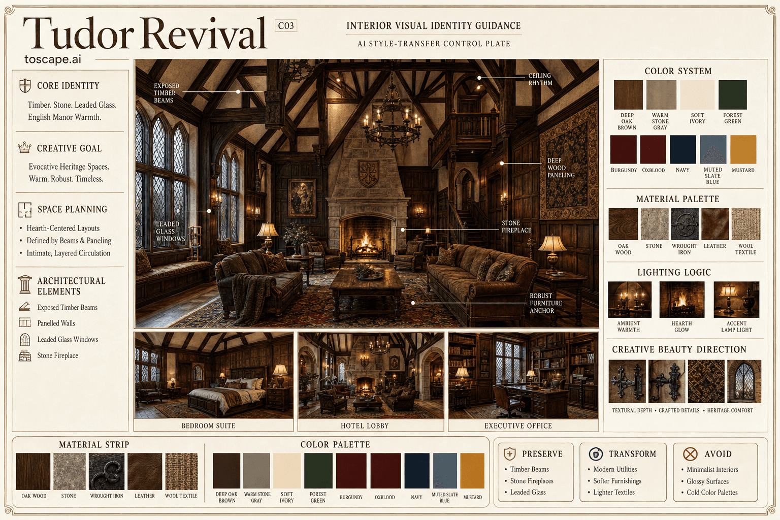 Tudor Revival interior style hero plate