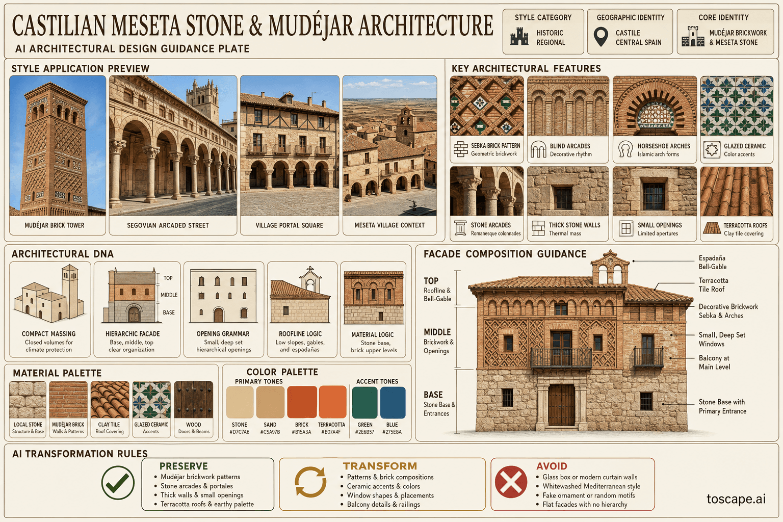 Castilian Meseta Stone & Mudéjar hero plate — Spain