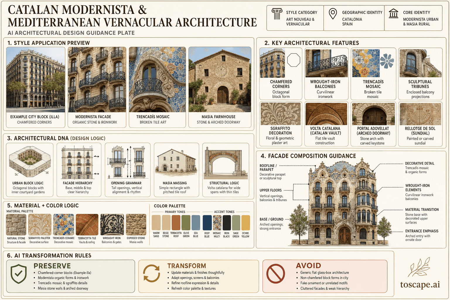 Catalan Modernista & Mediterranean Vernacular hero plate — Spain