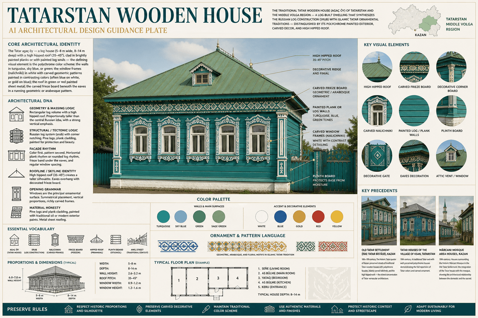 Tatarstan Wooden House hero plate — Russia