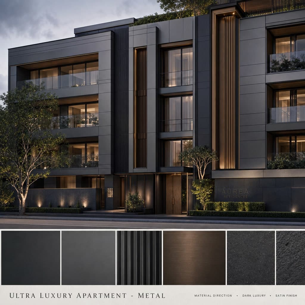 Ultra Luxury Apartment — Metal exterior moodboard card