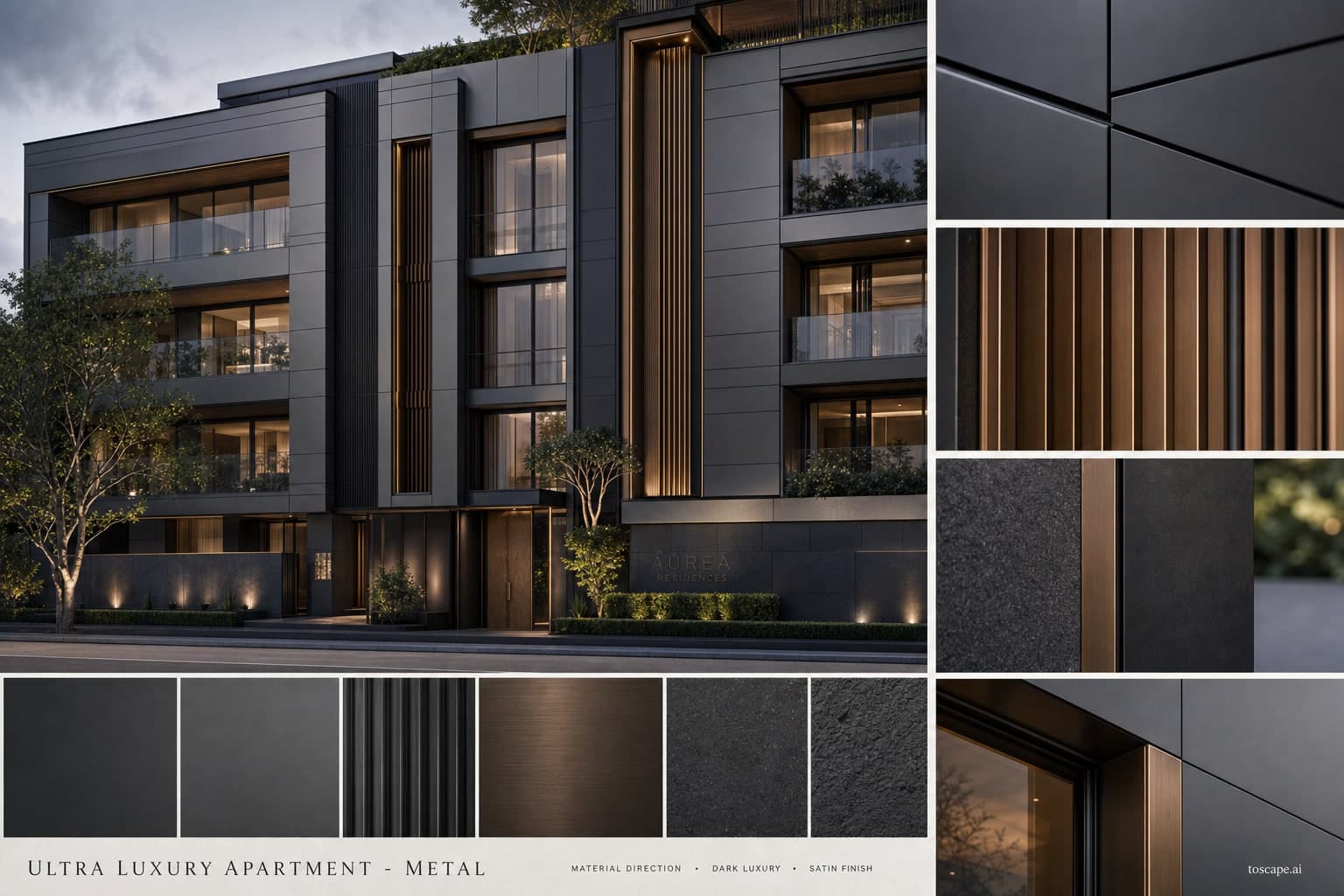 Ultra Luxury Apartment — Metal exterior moodboard plate