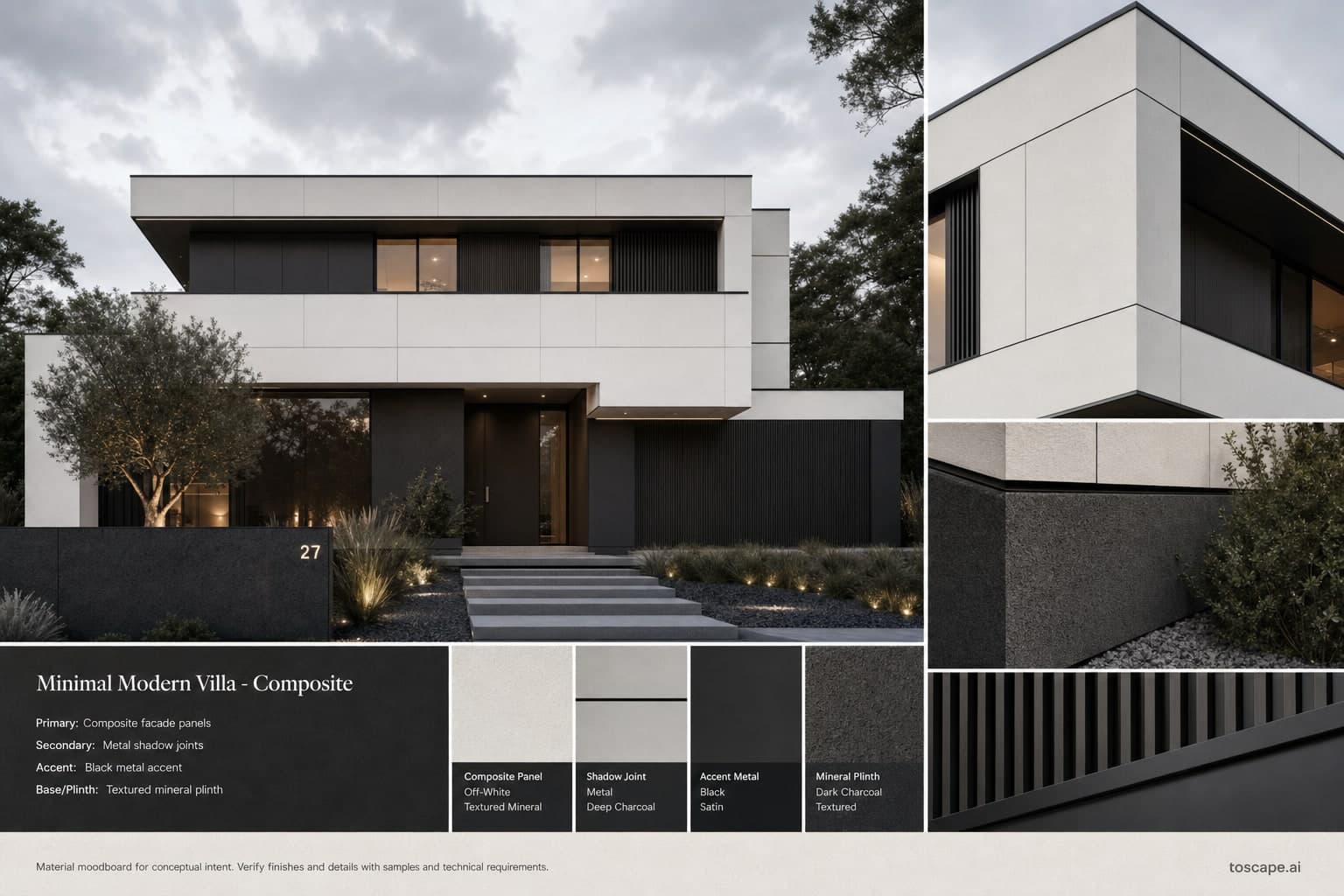 Minimal Modern Villa — Composite exterior moodboard plate
