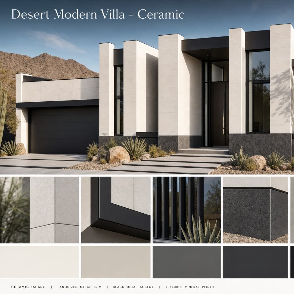 Desert Modern Villa — Ceramic exterior moodboard card