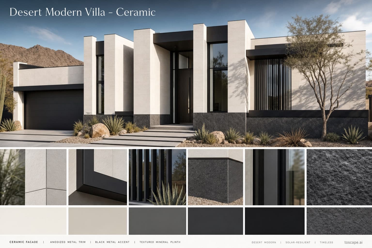 Desert Modern Villa — Ceramic exterior moodboard plate