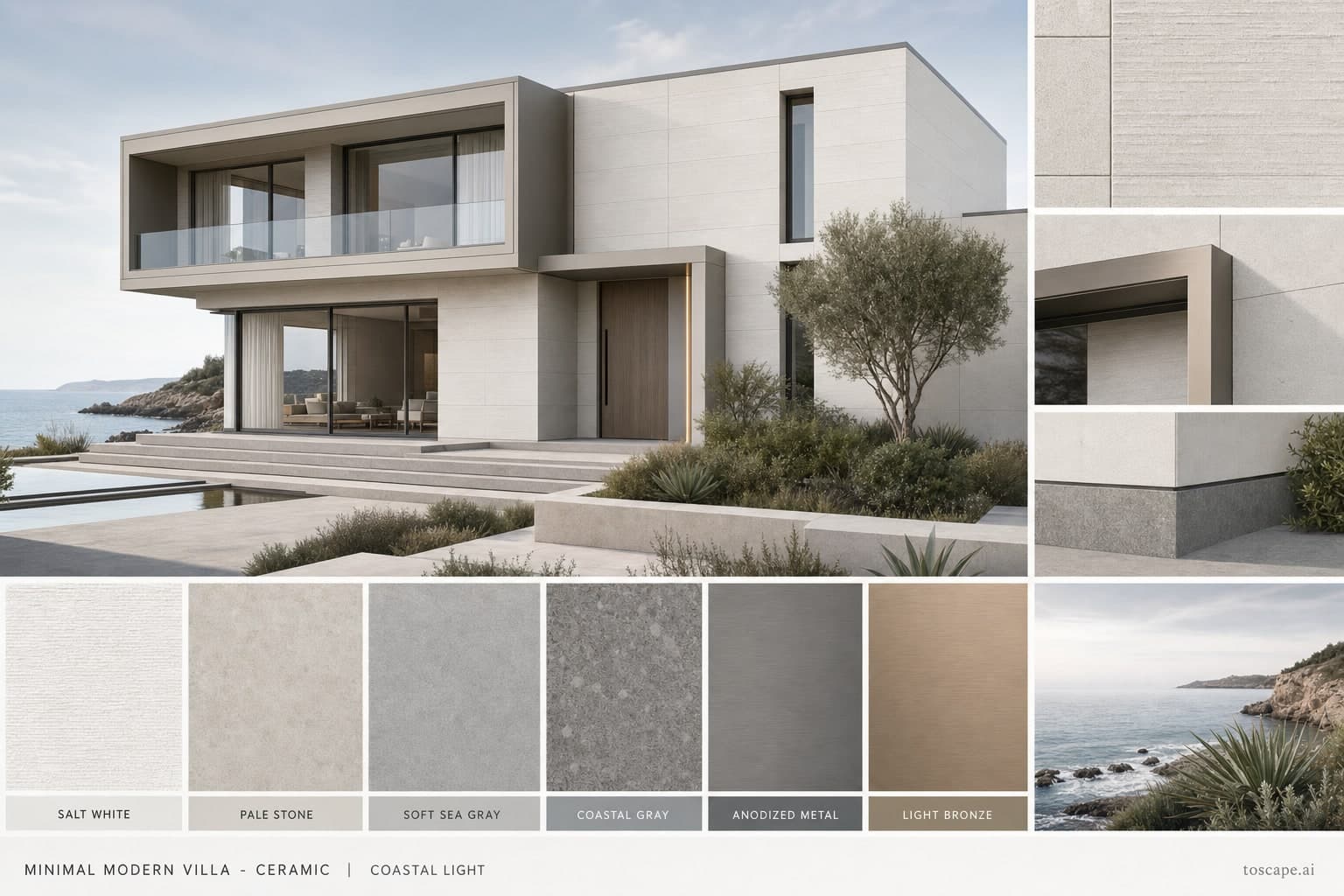Minimal Modern Villa — Ceramic exterior moodboard plate