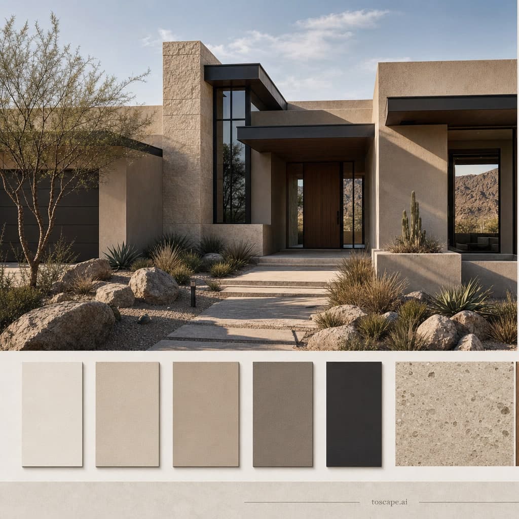 Desert Modern Shadow Facade exterior moodboard card