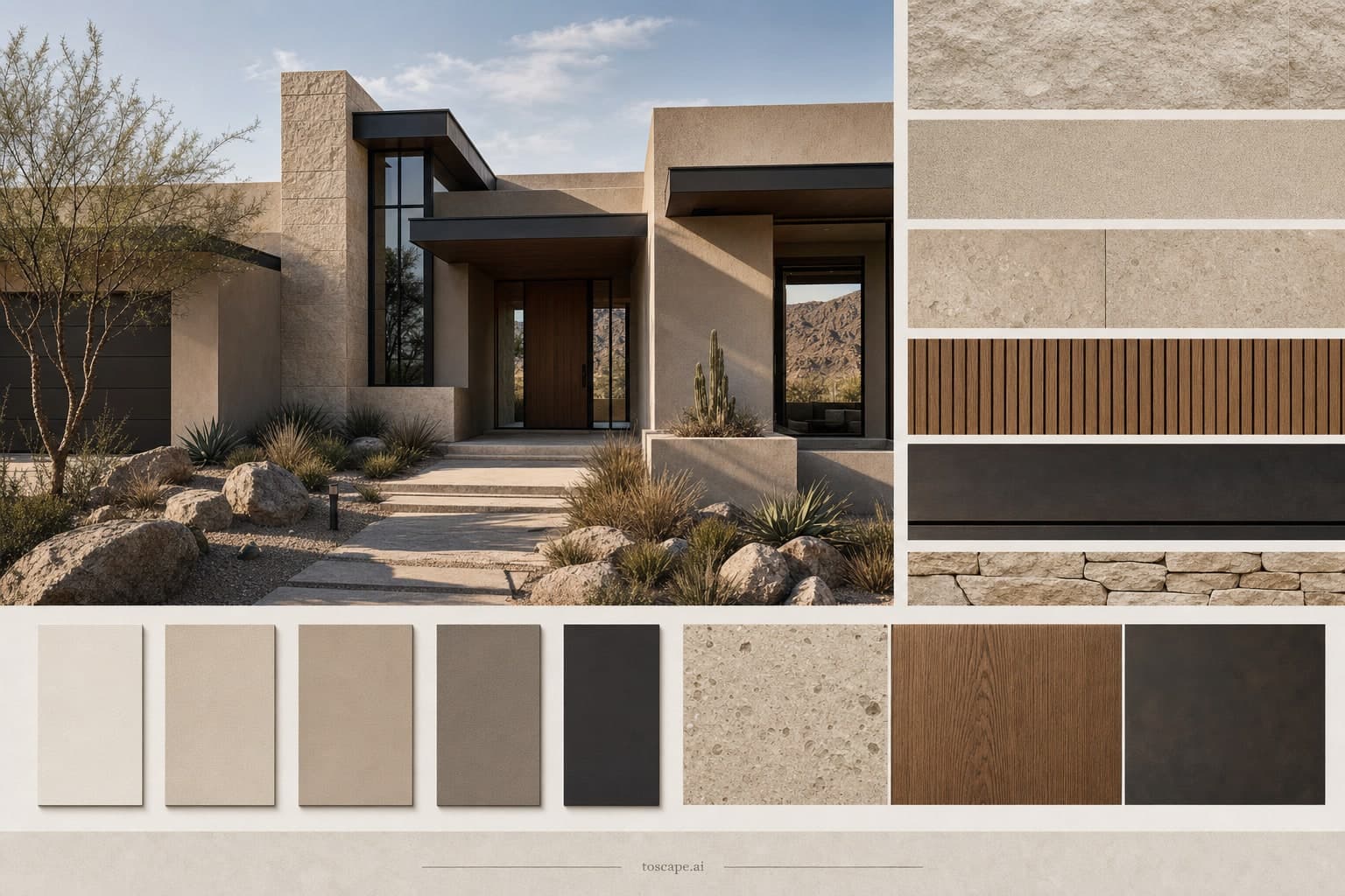 Desert Modern Shadow Facade exterior moodboard plate