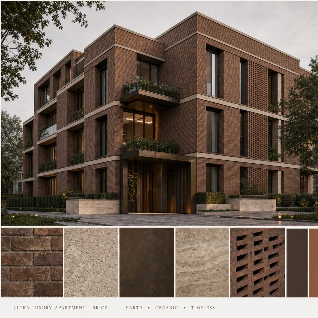 Ultra Luxury Apartment — Brick exterior moodboard card
