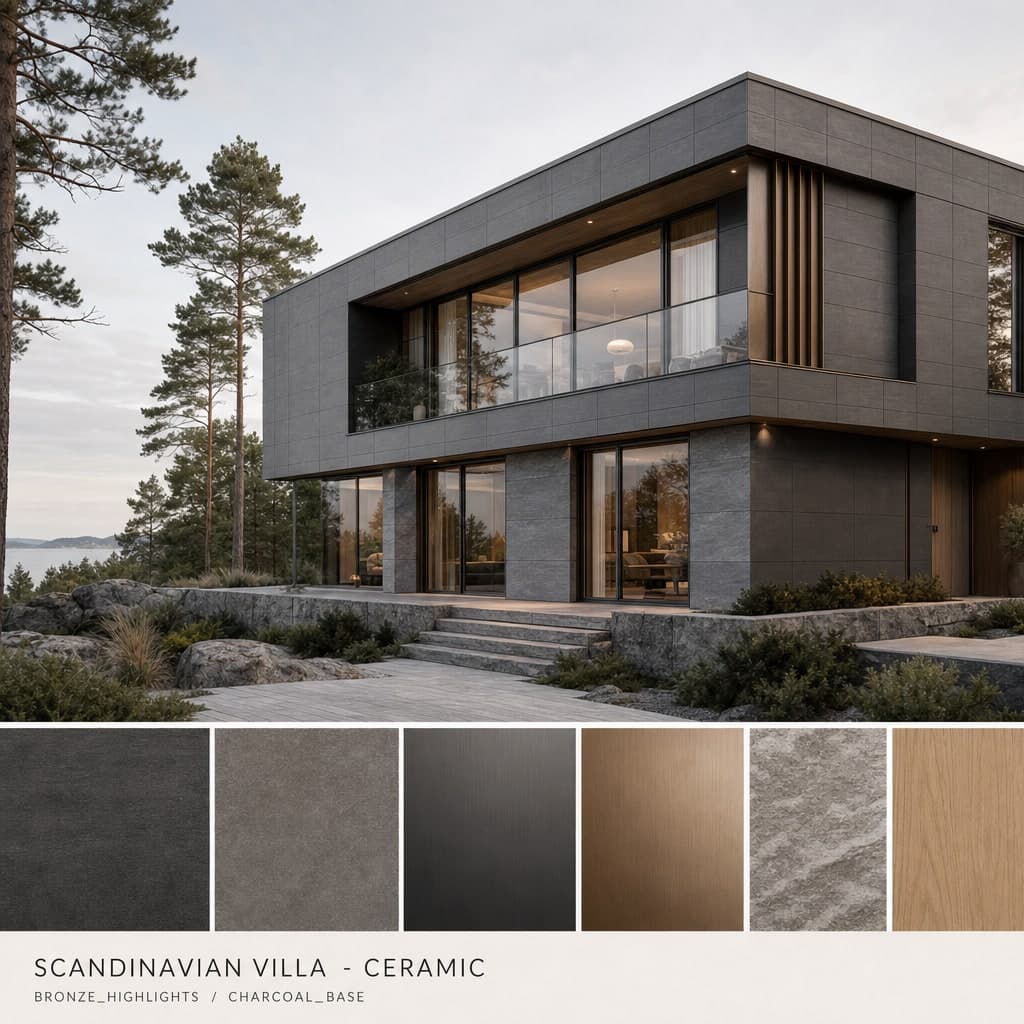 Scandinavian Villa — Ceramic exterior moodboard card