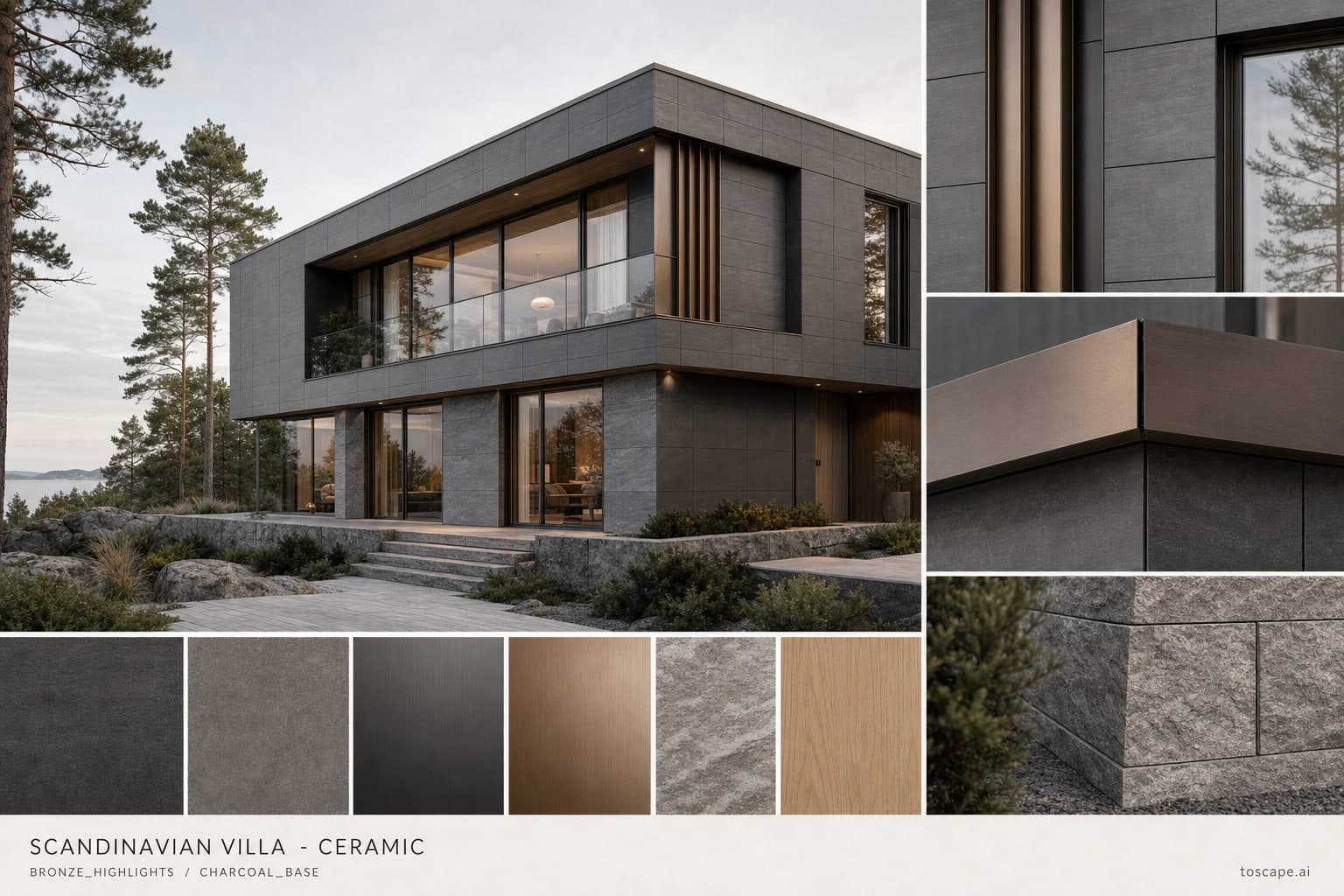 Scandinavian Villa — Ceramic exterior moodboard plate