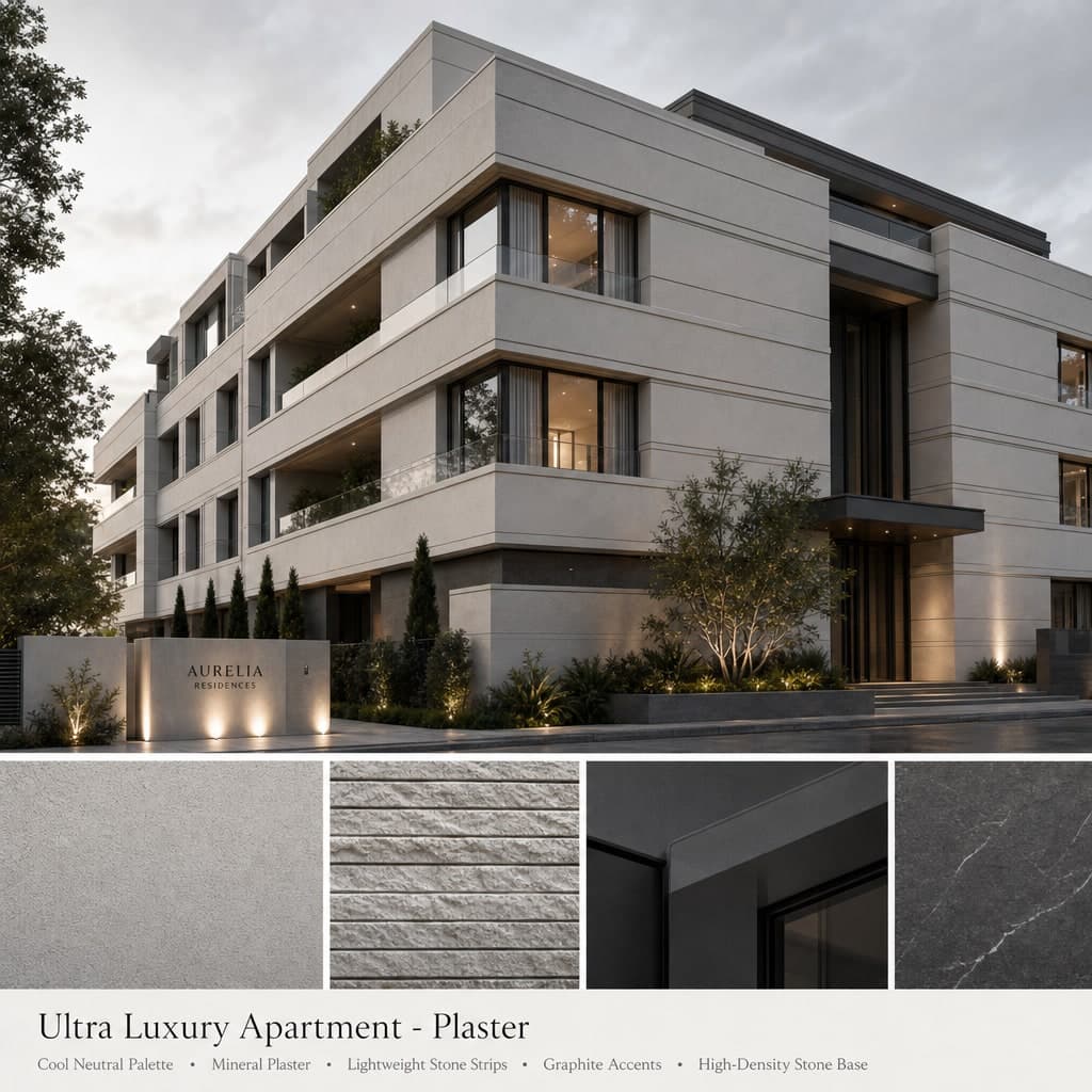 Ultra Luxury Apartment — Plaster exterior moodboard card