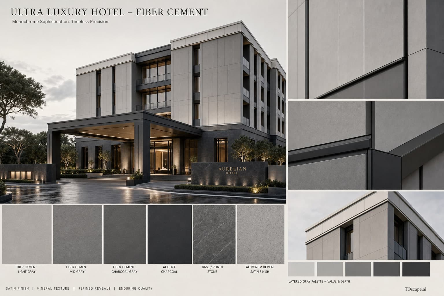 Ultra Luxury Hotel — Fiber Cement exterior moodboard plate