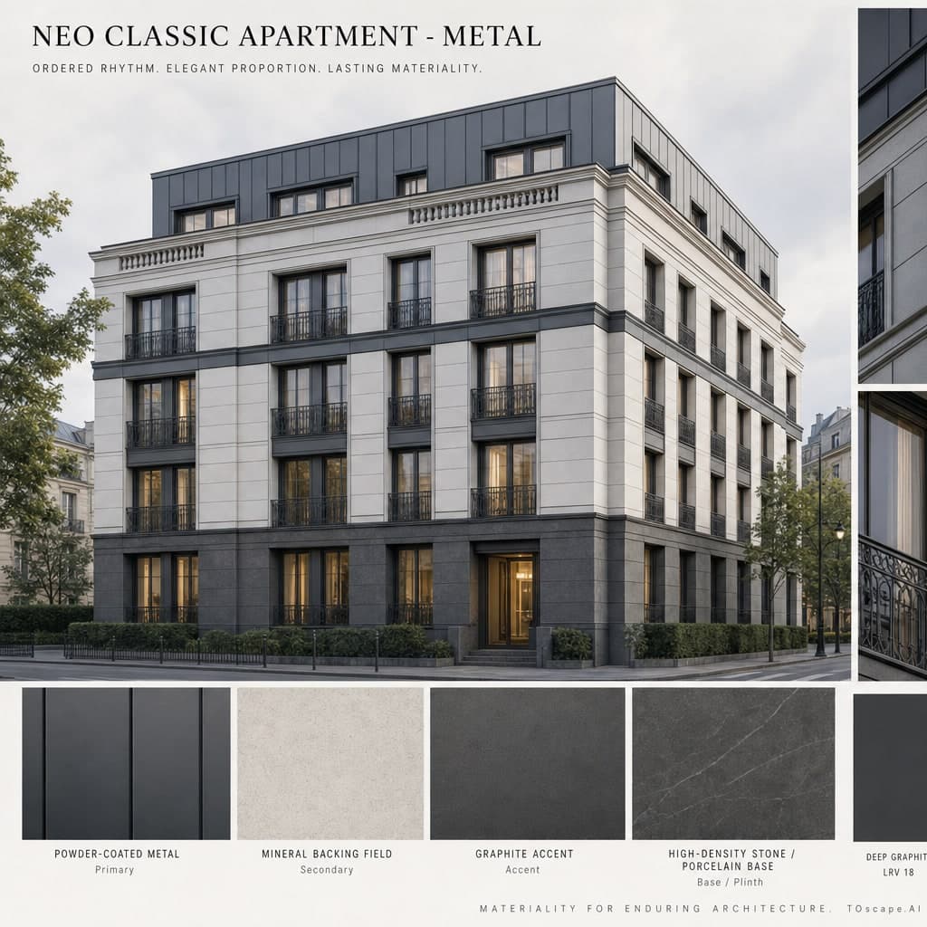 Neo Classic Apartment — Metal exterior moodboard card