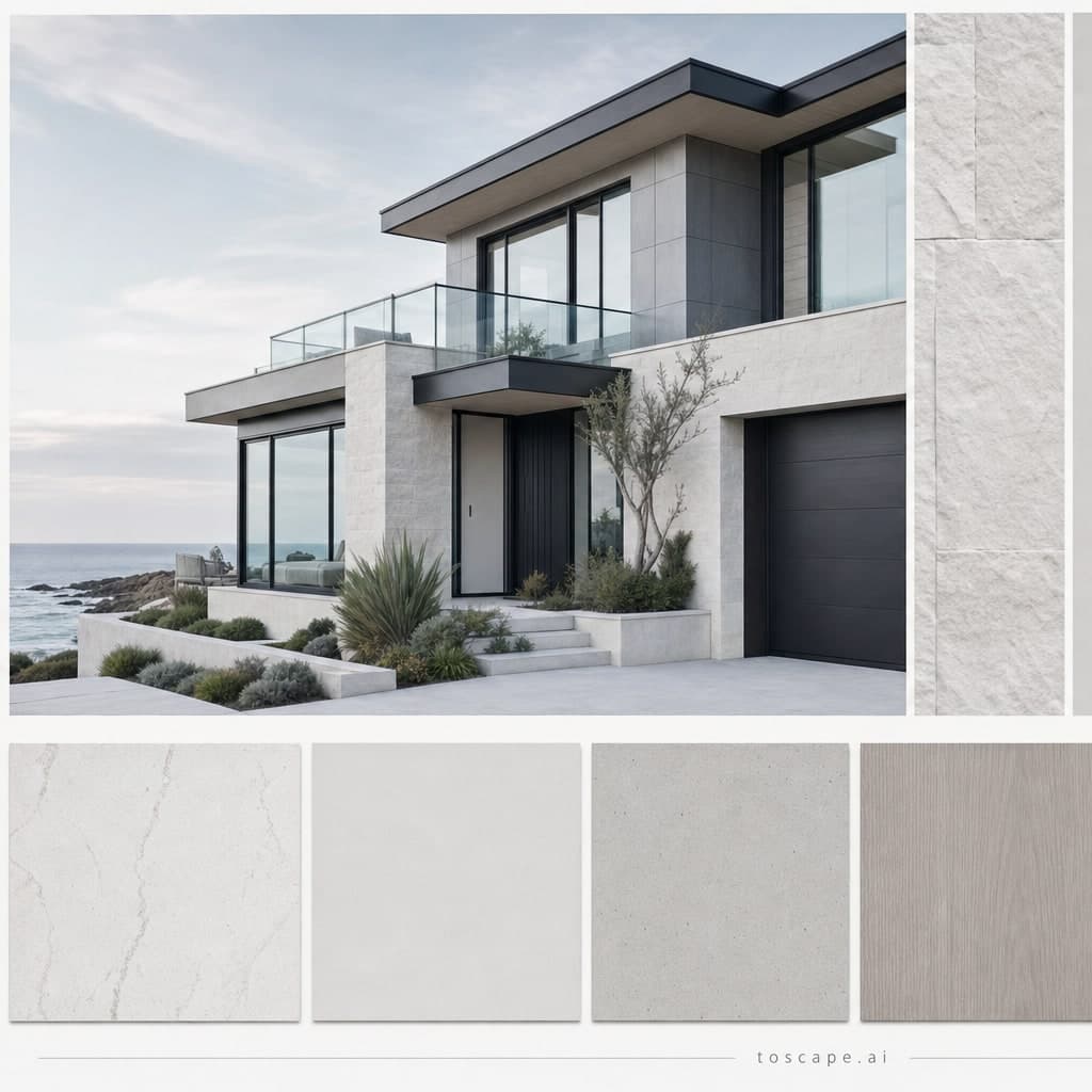 Nordic Coastal Composite Facade exterior moodboard card