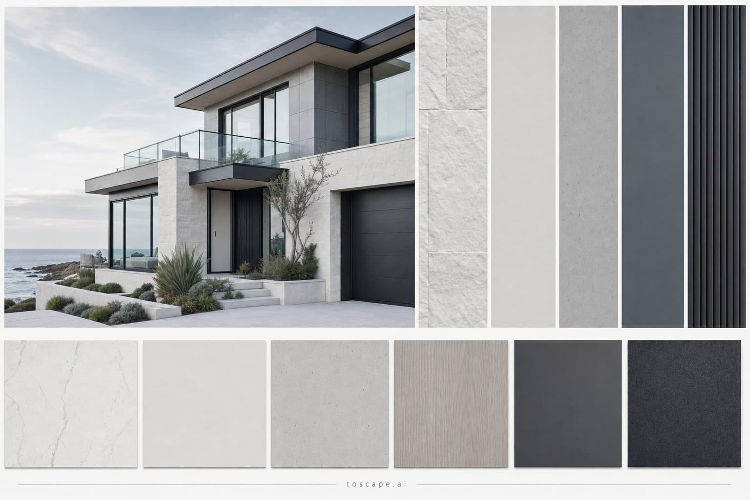 Nordic Coastal Composite Facade exterior moodboard plate