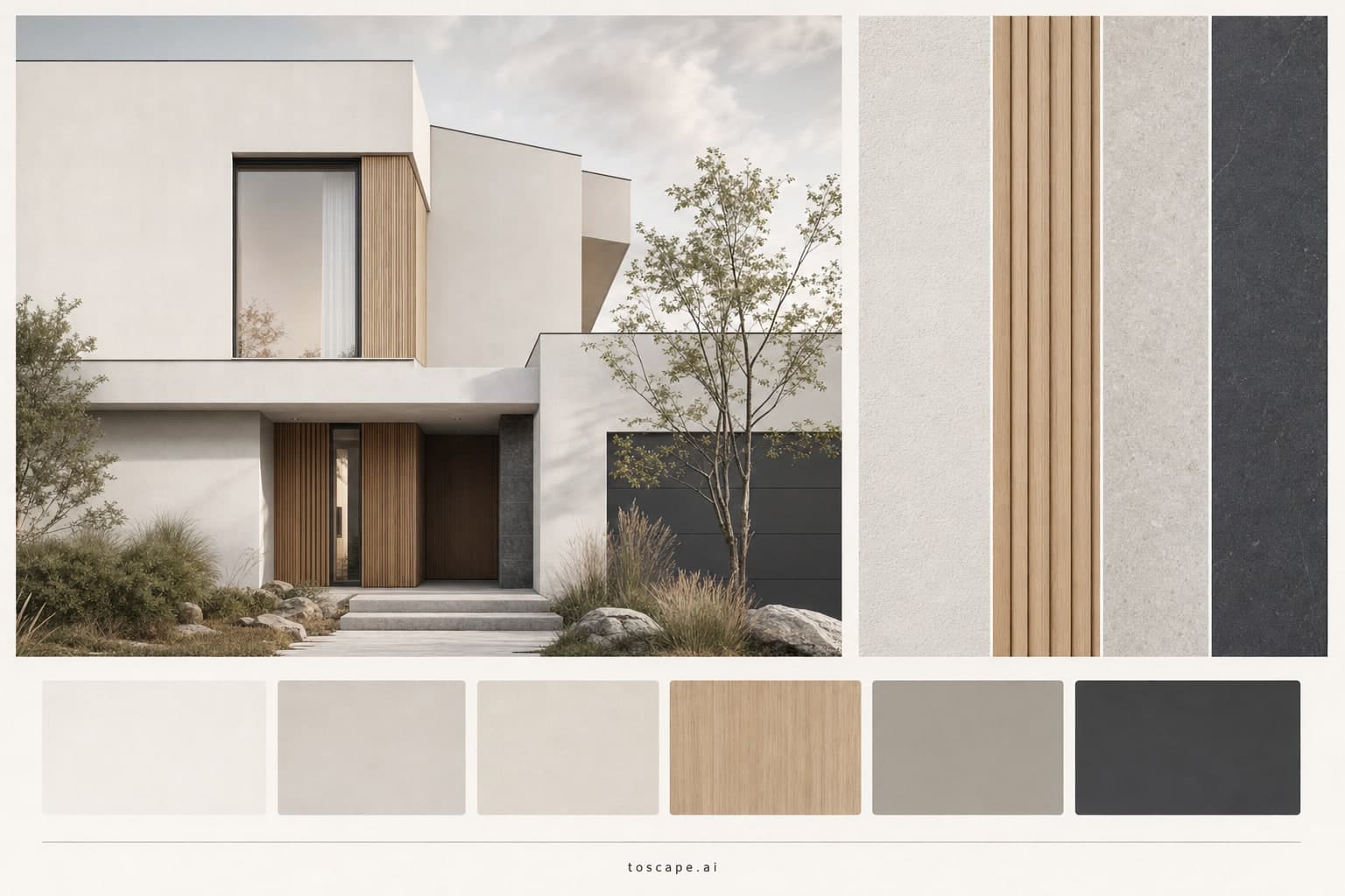 Nordic Warm Timber Facade exterior moodboard plate