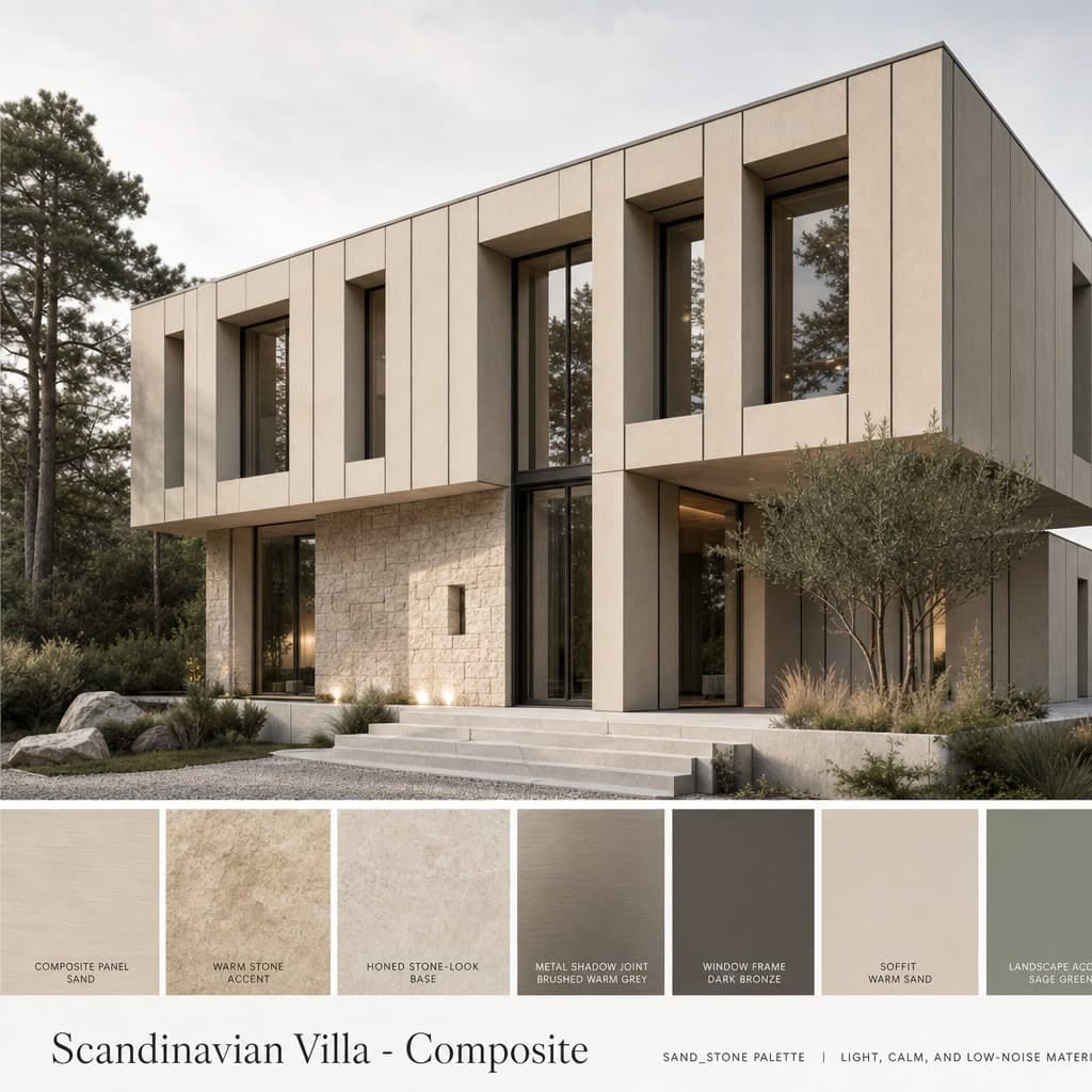 Scandinavian Villa — Composite exterior moodboard card