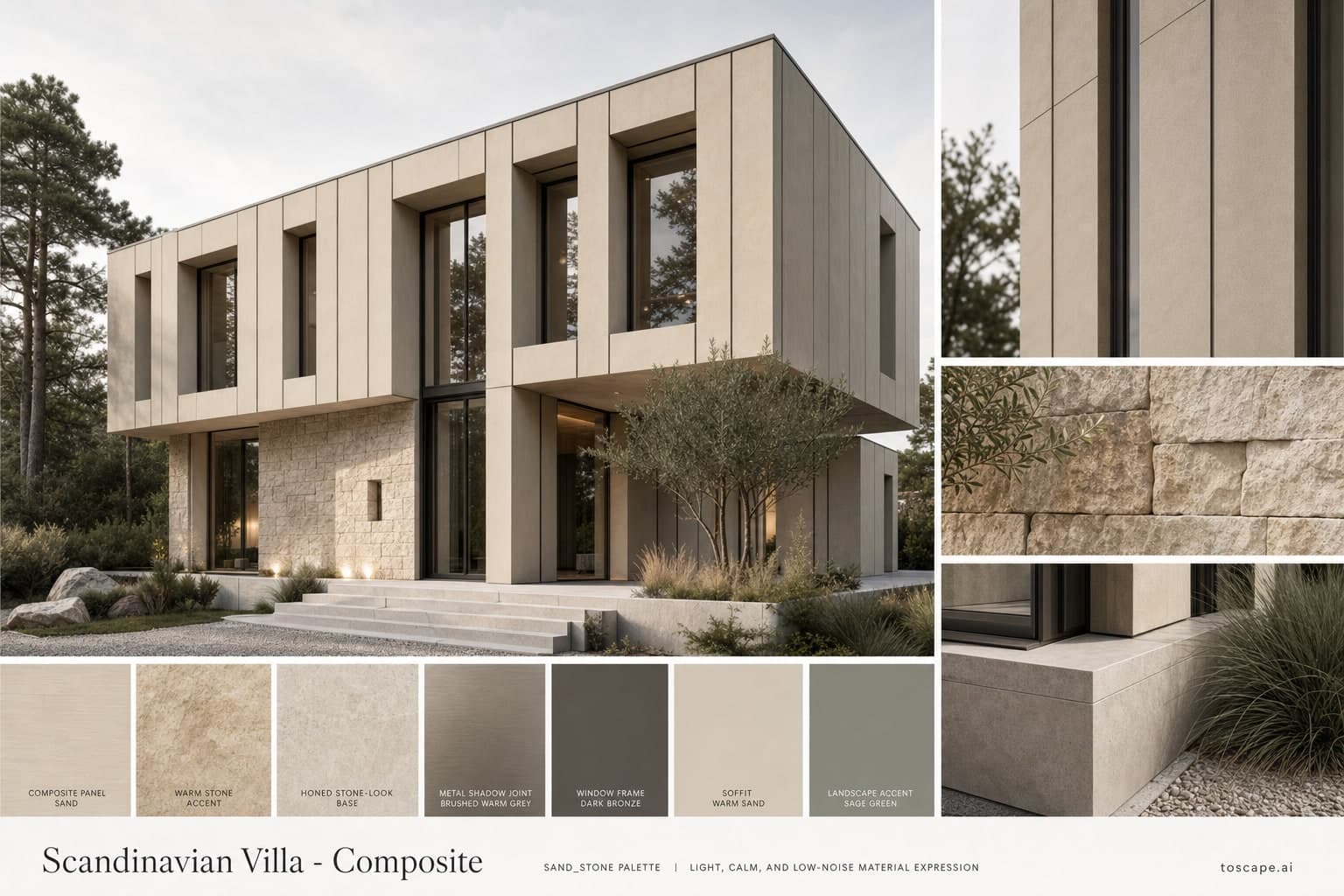 Scandinavian Villa — Composite exterior moodboard plate