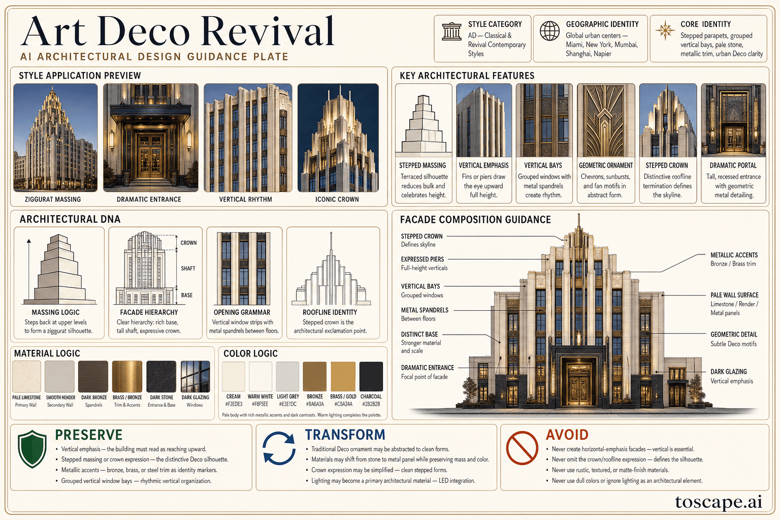 Art Deco Revival hero plate - Global urban centers - particularly resonant in cities with Art Deco heritage (Miami,...