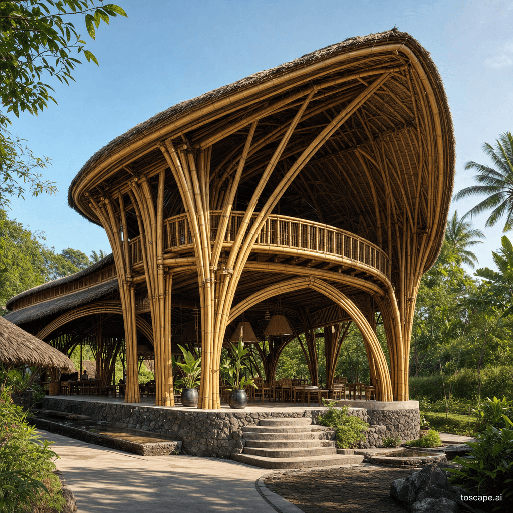 BAMBOO CONTEMPORARY ARCHITECTURE architectural style - Southeast Asia / Latin America (2000s-present); Core identity: Bamboo as primary structur...