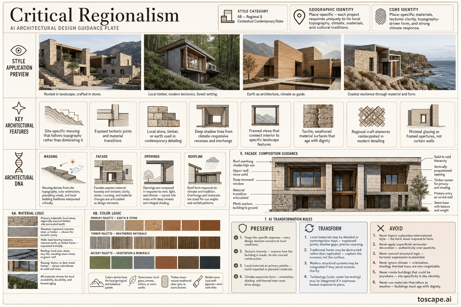 Critical Regionalism hero plate - Place-specific - each project responds uniquely to its local topography, climate,...