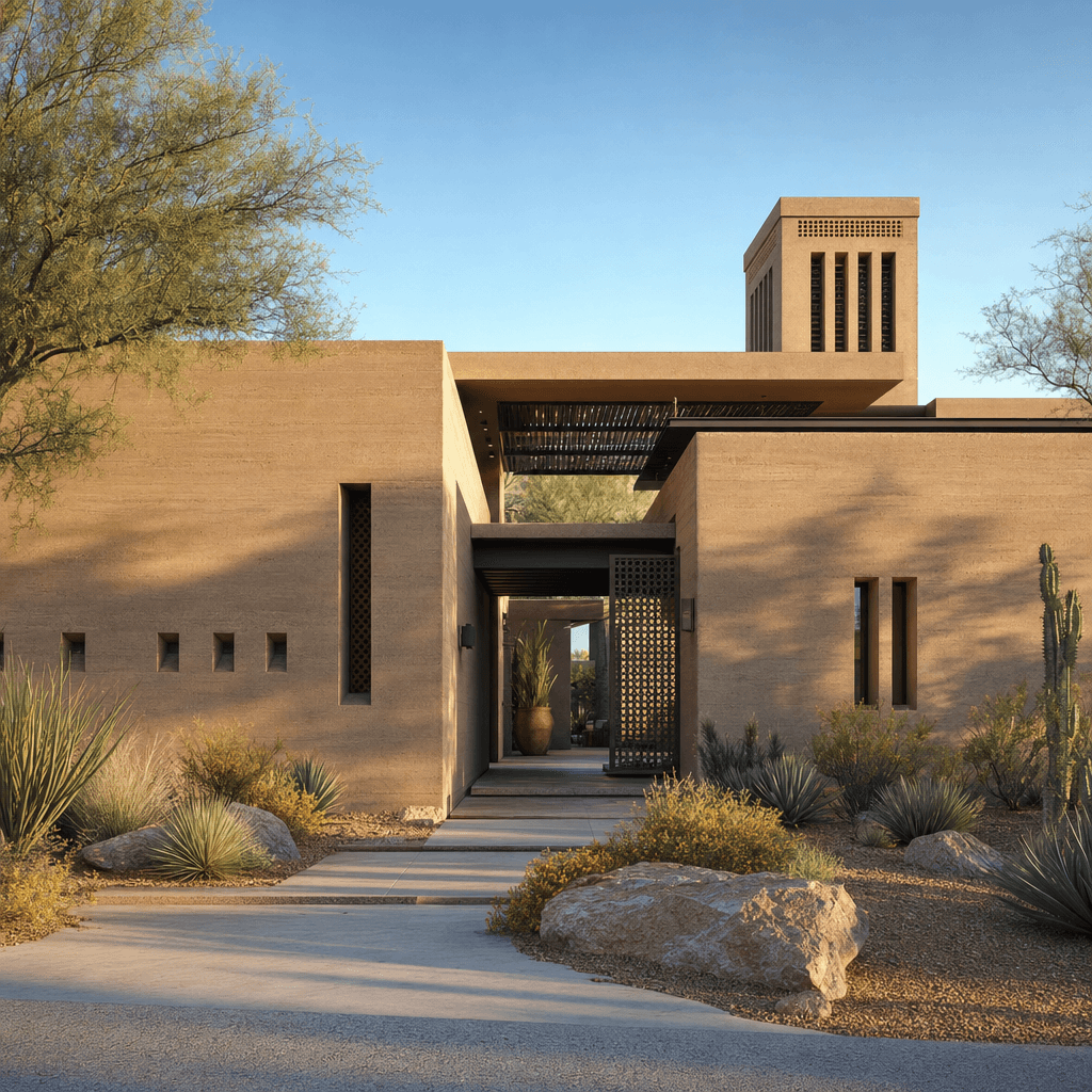 Desert Contemporary architectural style - Hot-arid and semi-arid climate zones - the American Southwest, Arabian Peninsula,...