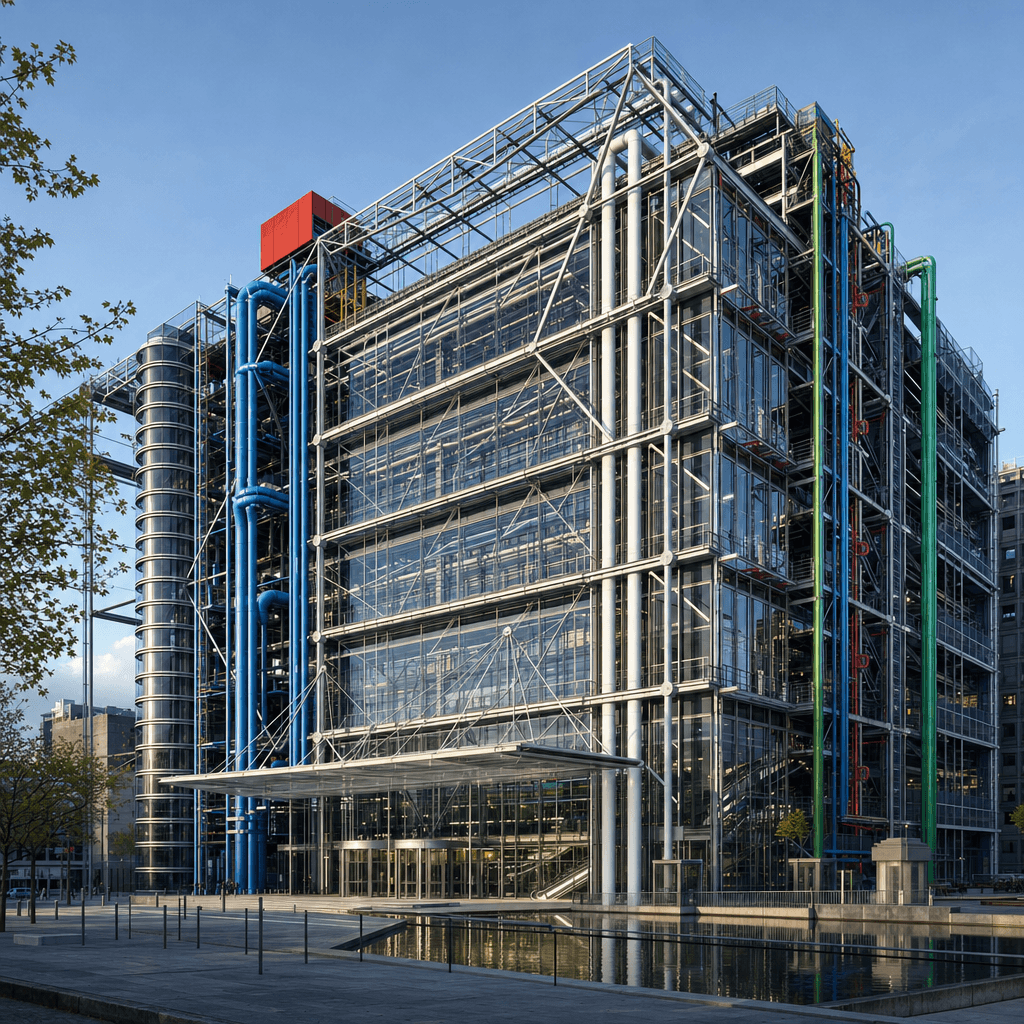 High Tech architectural style - Originated in Britain in the 1970s with architects Norman Foster, Richard Rogers,...