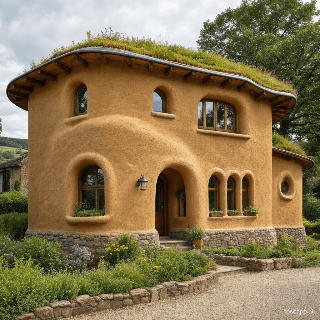 MODERN COB / CONTEMPORARY EARTH CONSTRUCTION architectural style - United Kingdom / Global revival (1990s-present); Core identity: Monolithic hand-built...