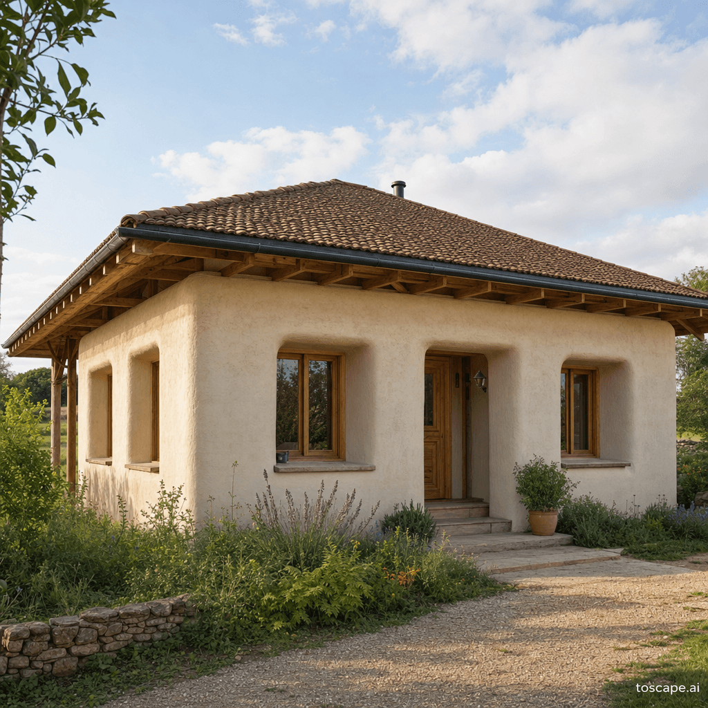 STRAW BALE CONSTRUCTION architectural style - Nebraska, USA (late 19th C.), global revival (1980s-present); Core identity: Straw bales...