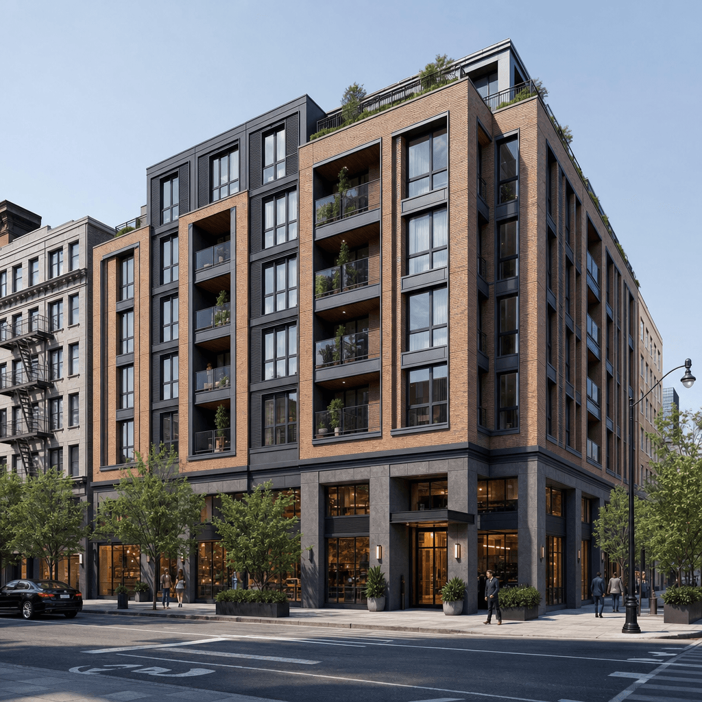 Urban Contemporary architectural style - Dense urban contexts globally - city centers, transit corridors, mixed-use districts,...