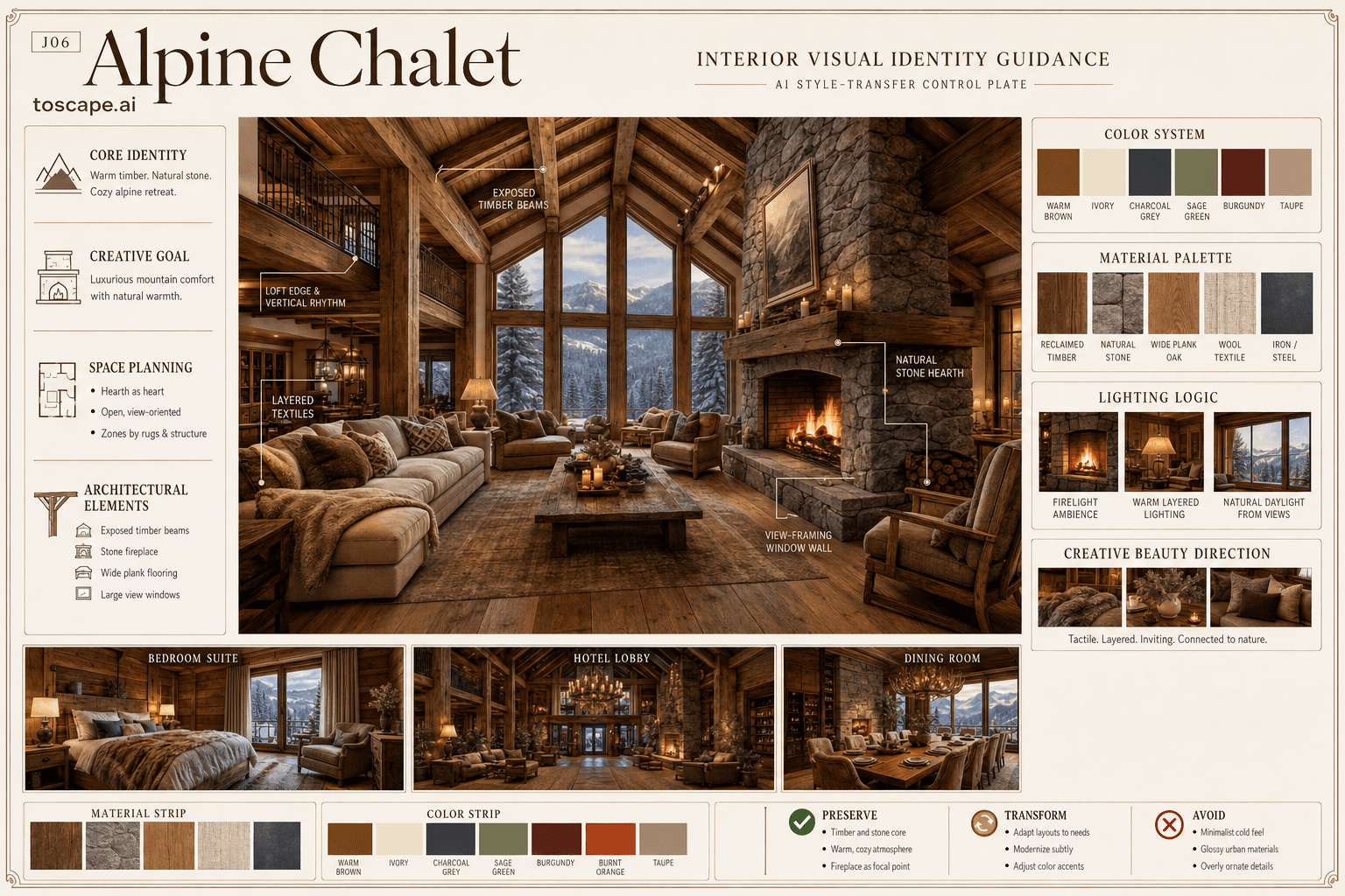 Alpine Chalet interior style hero plate