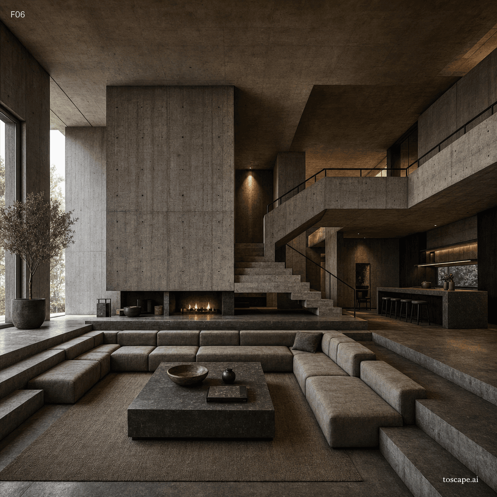 Brutalist interior style reference
