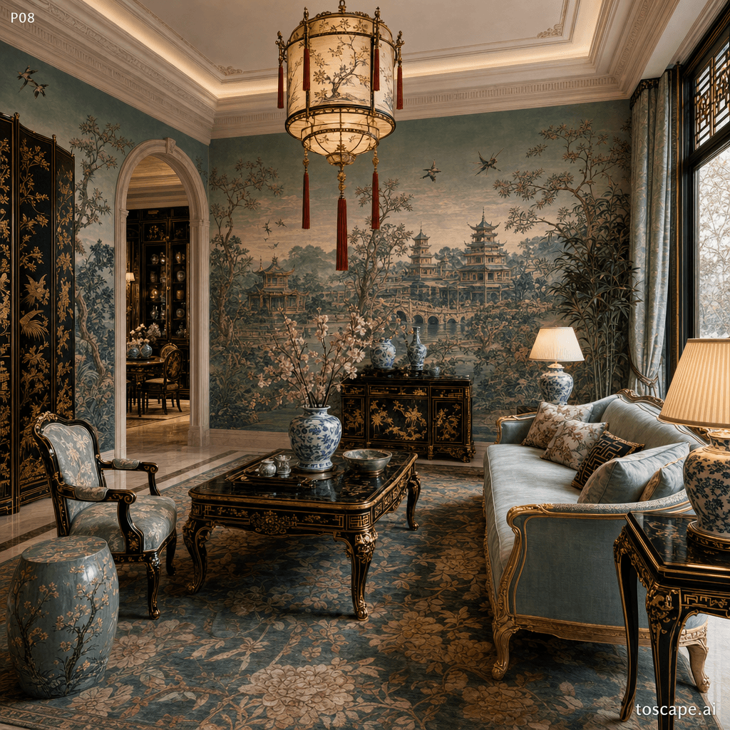 Chinoiserie interior style reference