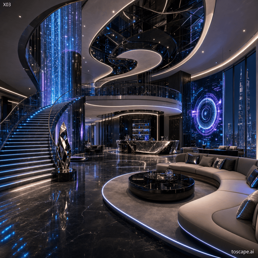 Cyber Luxury interior style reference