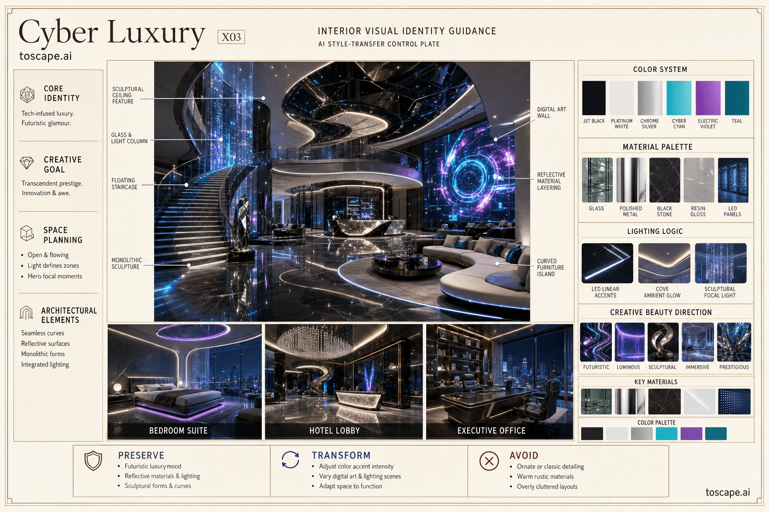 Cyber Luxury interior style hero plate