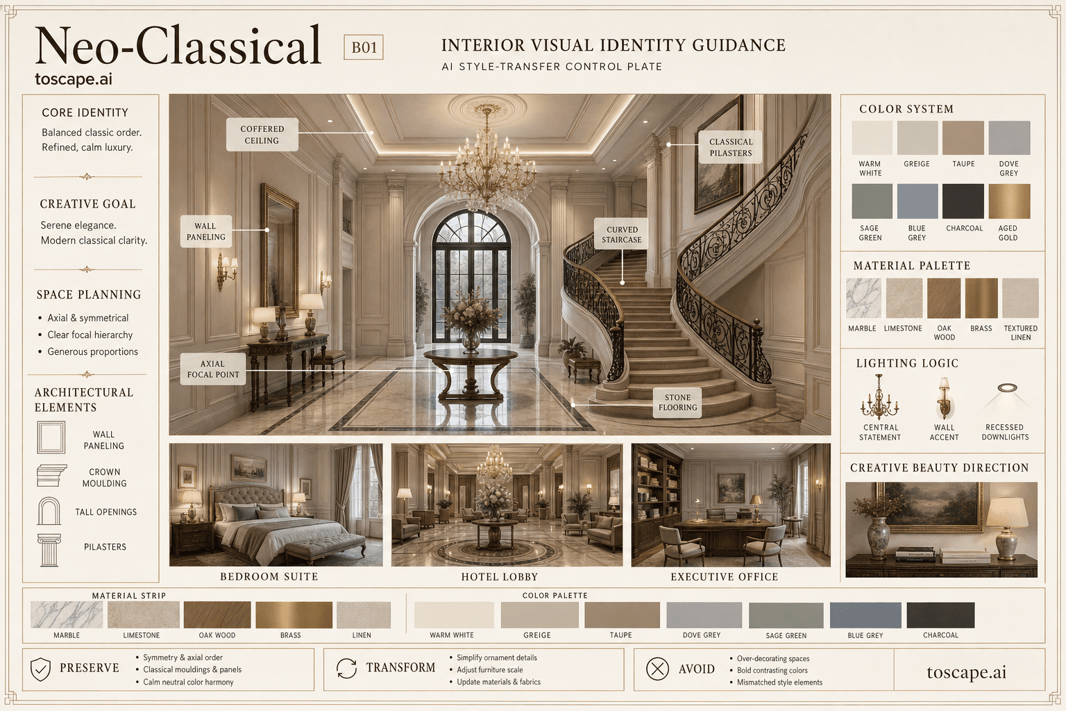 Neo-Classical interior style hero plate