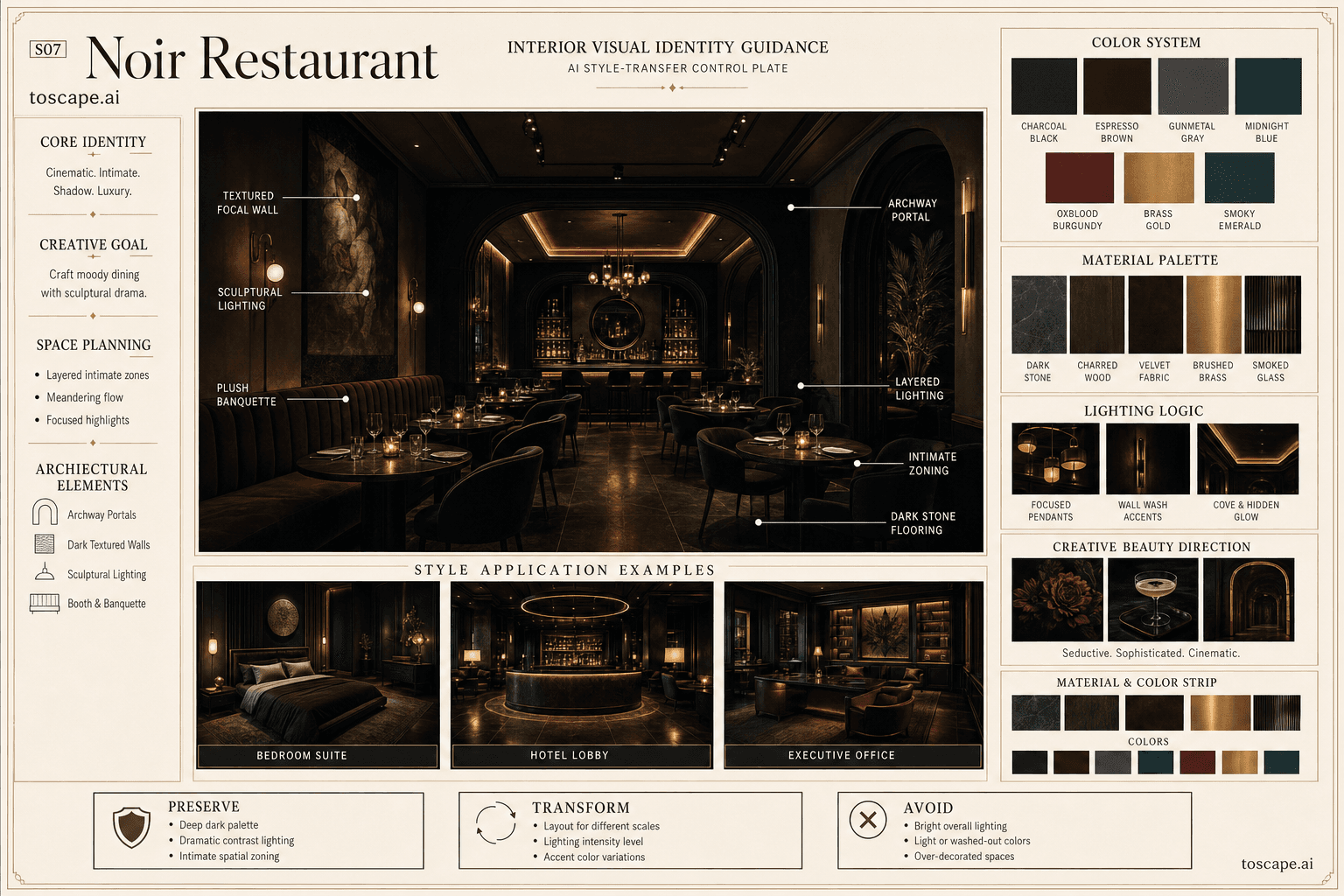 Noir Restaurant interior style hero plate