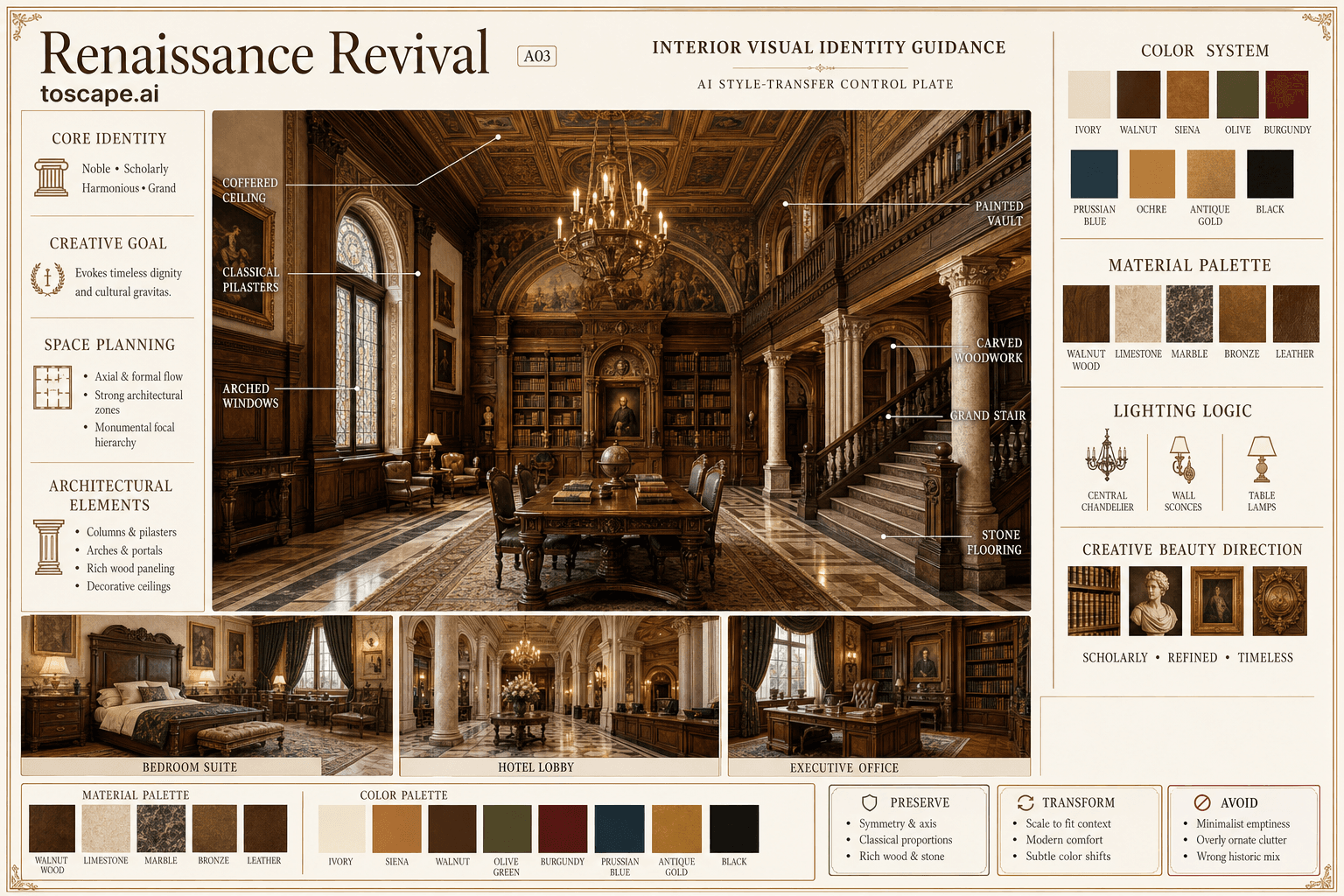Renaissance Revival interior style hero plate
