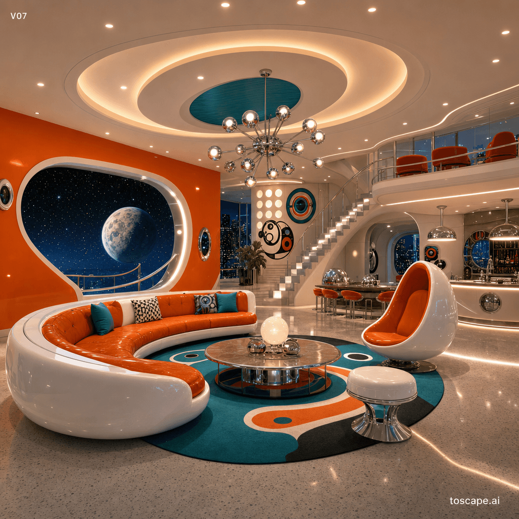 Retro Futurism interior style reference