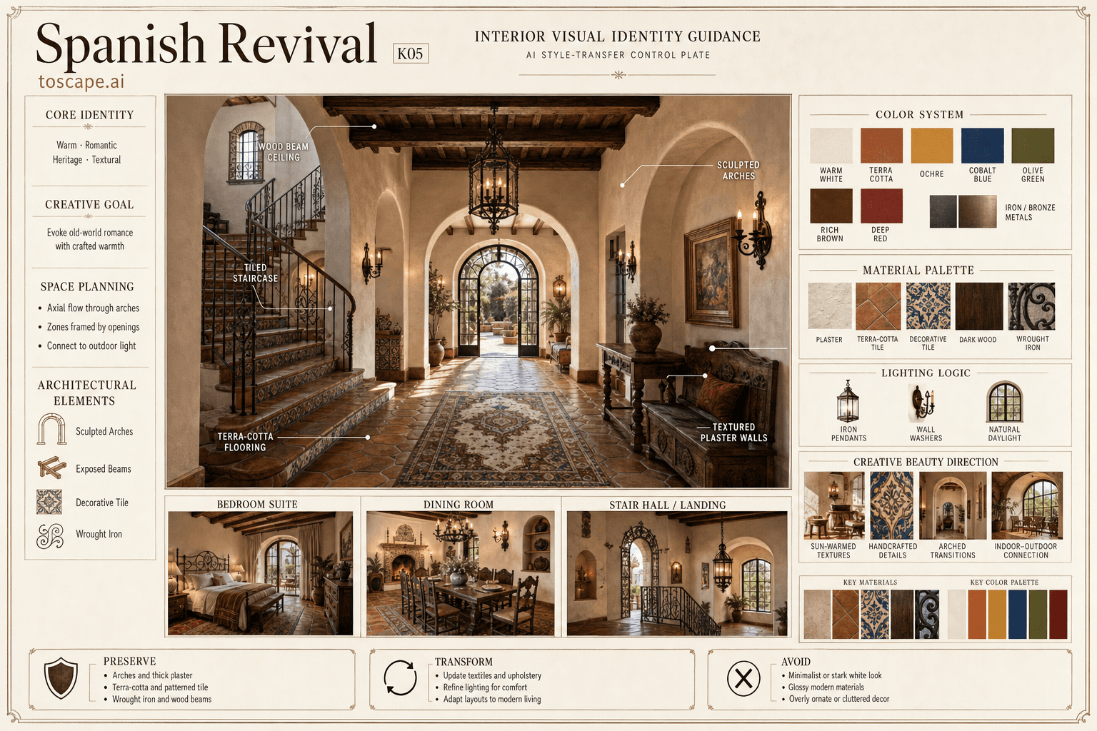 Spanish Revival interior style hero plate