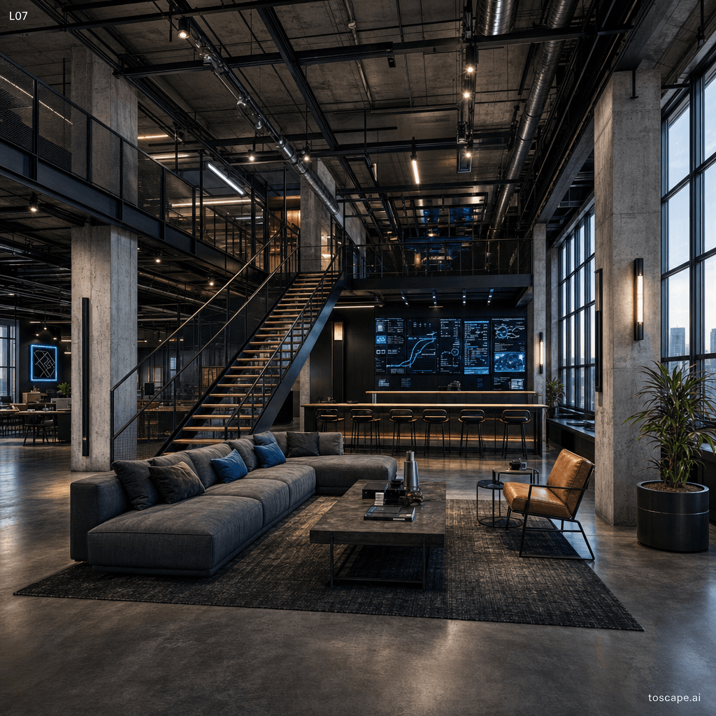 Tech Industrial interior style reference
