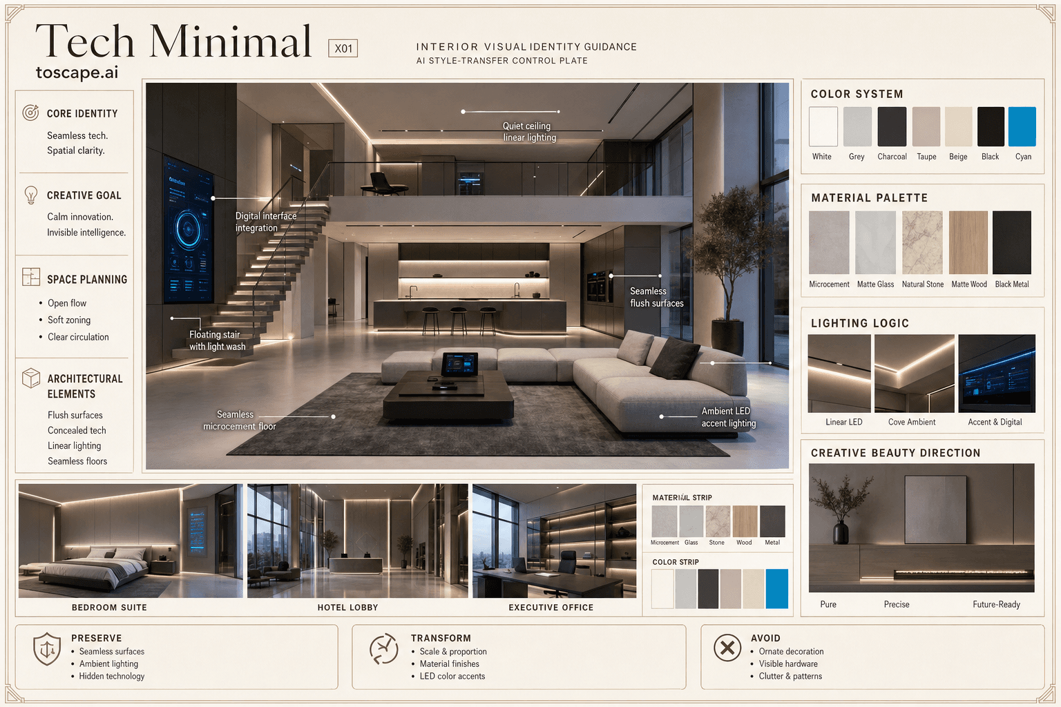 Tech Minimal interior style hero plate